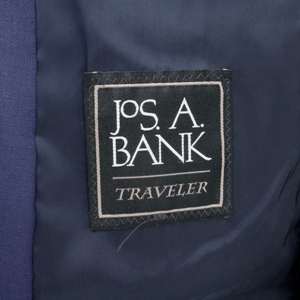Jos A Bank Traveler Sport Coat Mens 42S Blue Wool Lined Blazer Jacket Preppy - Picture 3 of 16